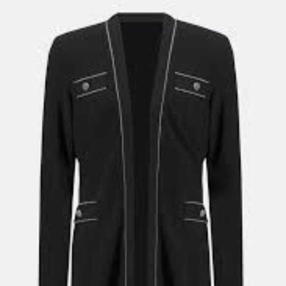 243223 Embodysophistication in this collarless Cover Up by Joseph Ribkoff